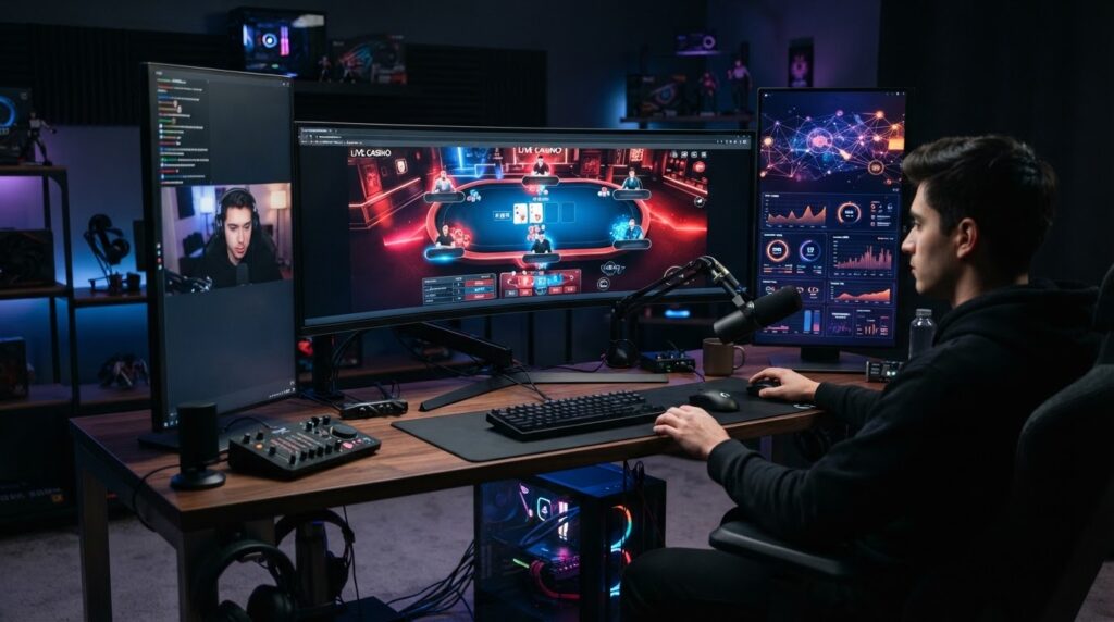 Situs Judi Online Malaysia dan Dunia Permainan Kasino Digital Giao diện công nghệ trực tuyến hiện đại với đồ họa mạng kết nối