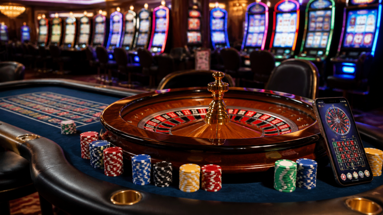 Betting Sites in Saudi Arabia: Common Questions Answered Online casino games on a phone beside a roulette table