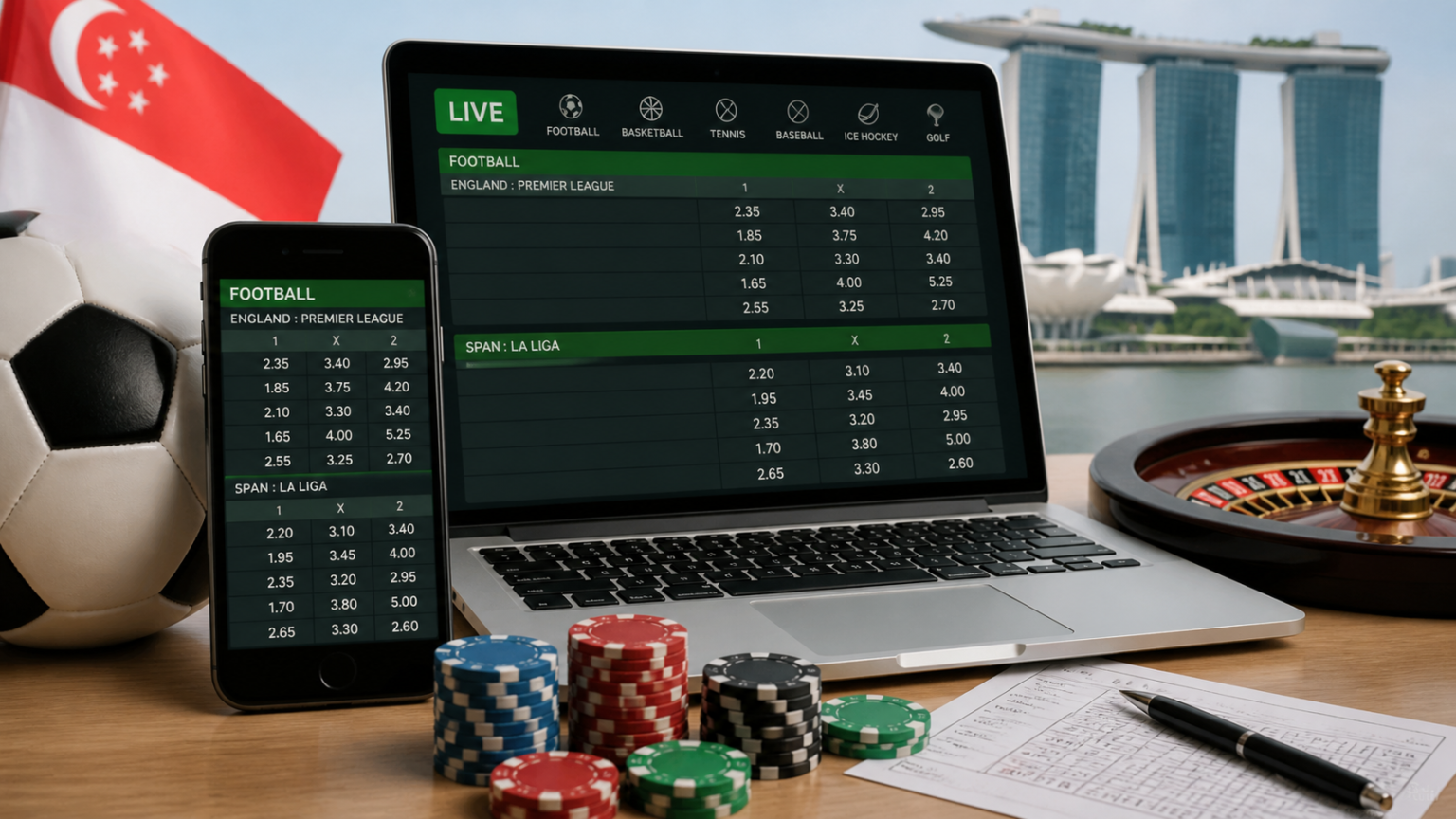 Best Sports Betting Sites Singapore: How to Evaluate Your Options Sports betting site interface on a phone and laptop